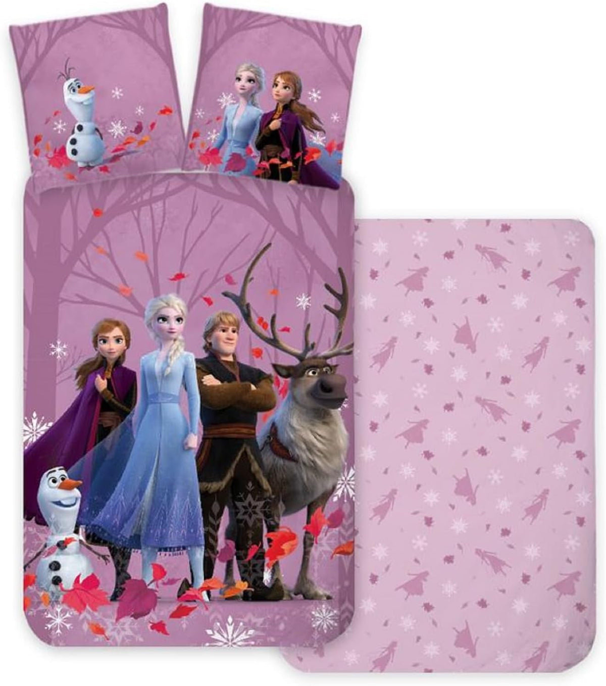 Parure de lit réversible 100 % coton Frozen Elsa Anna Kristof Sven et Olaf pour enfant Naty Shop Titre par défaut