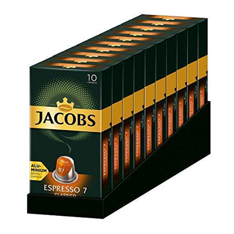 Jacobs Kaffeekapseln Espresso Classico, Intensité 7/12, 10 x 10 tasses, Nespresso* compatible Kaffee Kapseln, 100 Kapseln