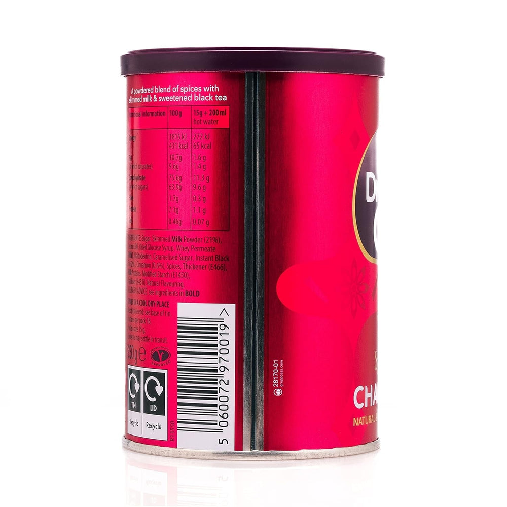 Drink Me Chai Chai Latte épicé 250 g (lot de 1) – Il suffit d'ajouter de l'eau en poudre Chai Latte (16 portions)