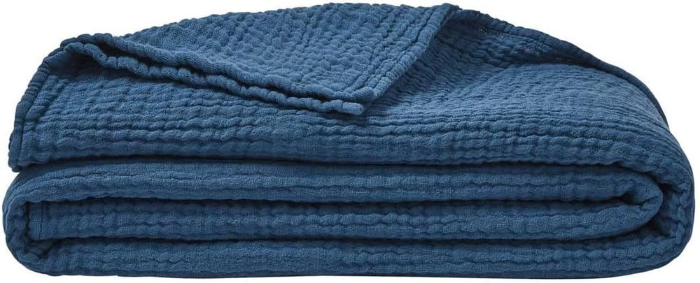 ESSIX Plaid, Monocolor, En gaze de coton, Jazzy, 130 X 170 Cm Couettes et couettes Naty Shop Bleu - Pétrole