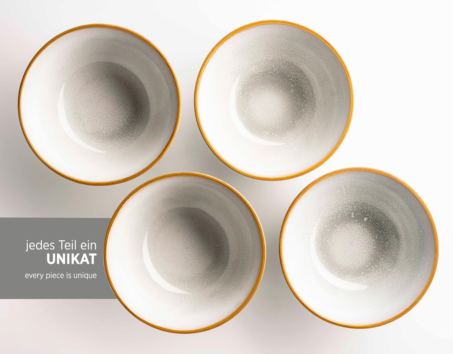 MÄSER Mabella, Service de table vintage pour 4 personnes, service combiné de 20 pièces avec vernis réactif raffiné et fine bordure marron, Grès, Gris-Beige