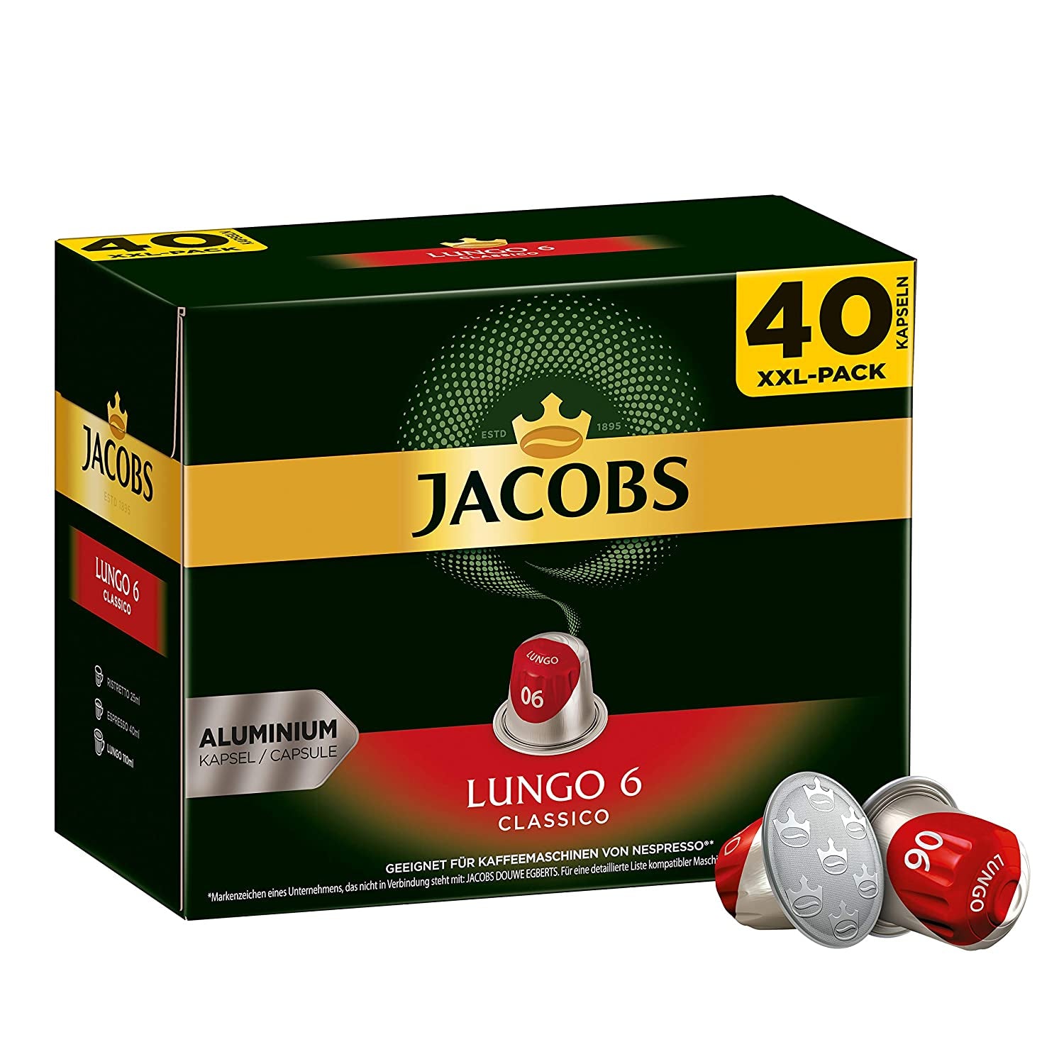 Capsules de café Lungo Classico (nur für kurze Zeit) Megapack XXL & Capsules de café Lungo Decaffeinato - Intensité 6-200 Capsules compatibles Nespresso, 10er Pack, 10 x 20 Getränke