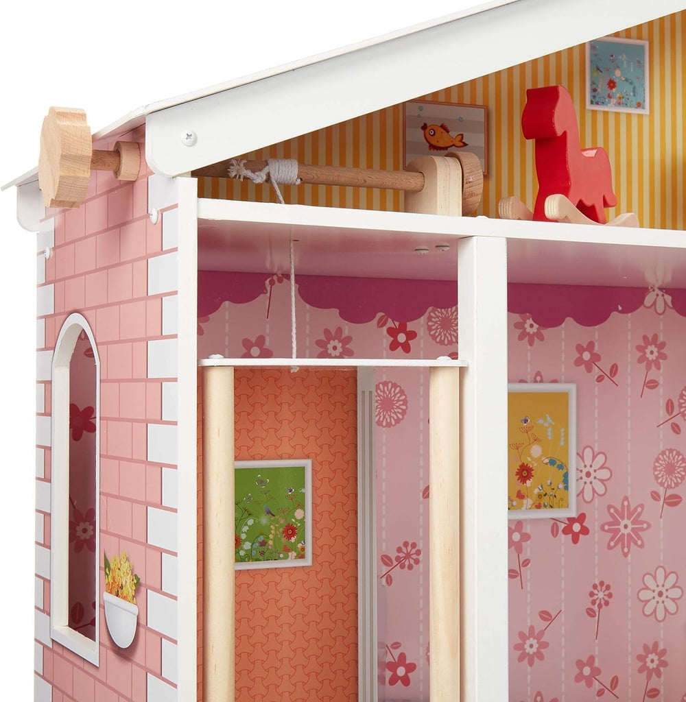 Amazon Basics Maison de poupée en bois à 4 niveaux et accessoires de meubles pour poupées de 12" Naty Shop Dollhouses