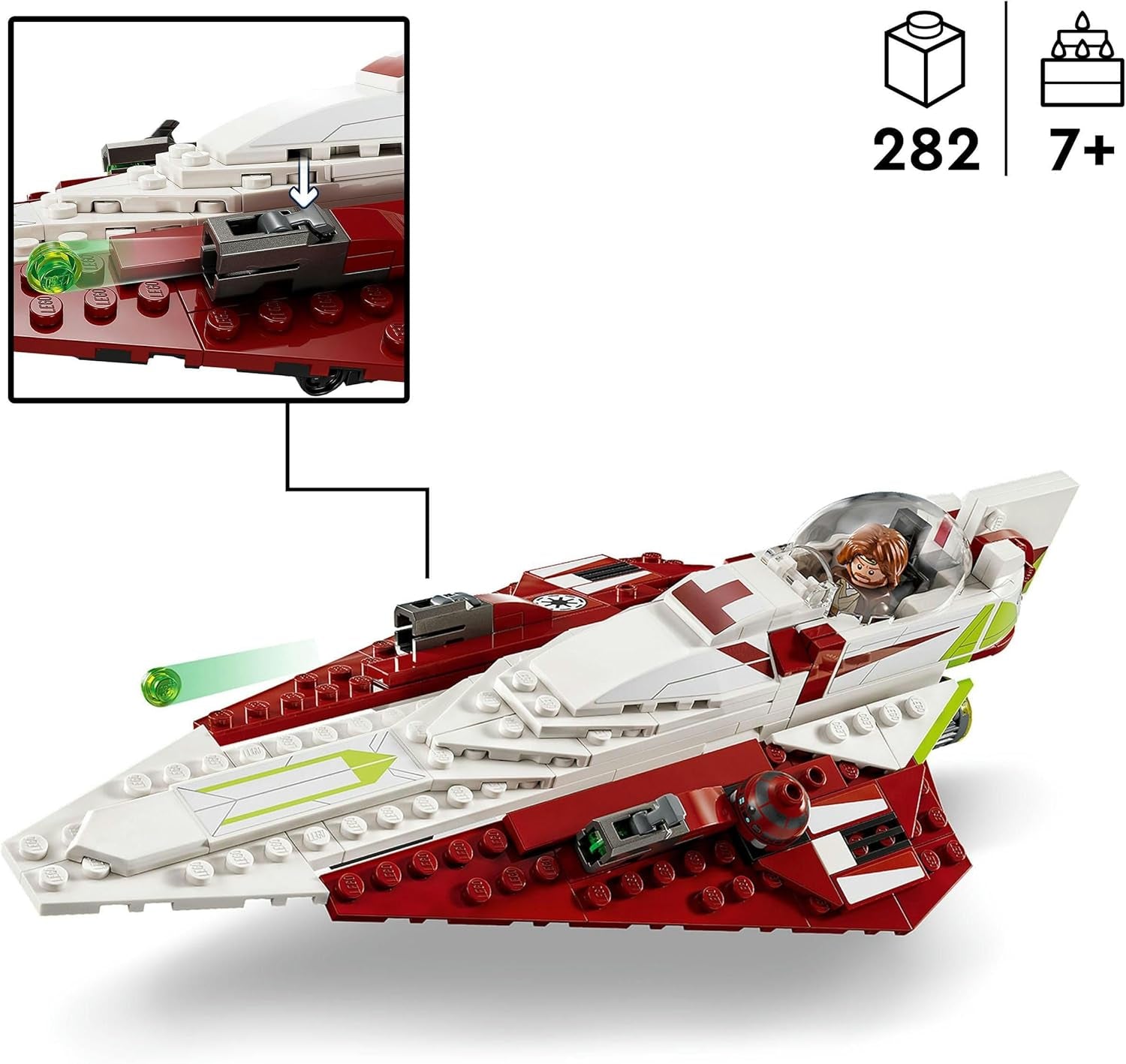 LEGO Star Wars Jedi Starfighter Obi-Wan Kenobi, jouet à construire avec Taun We, figurine de droïde et sabre laser, ensemble Attack of the Clones 75333 Jeux de construction Besuche an LEGO-Store