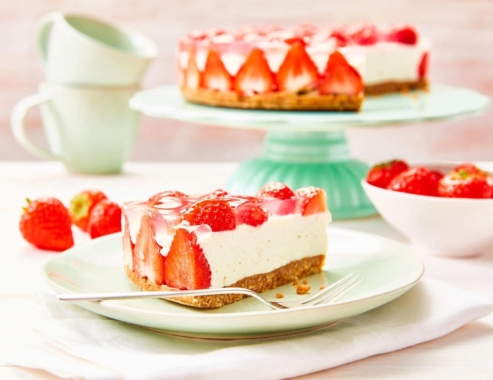 RUF New York Cheesecake Strawberry No Bake, Cheesecake américain original avec sauce aux fraises, 360 grammes Kitchen Naty Shop