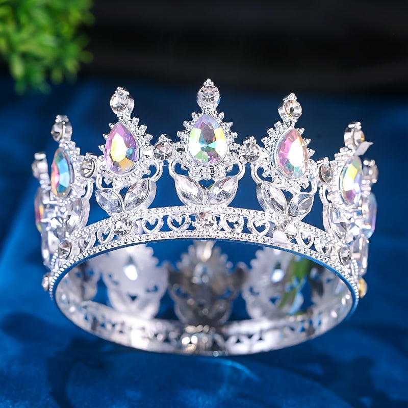 Regal Coronita en métal argenté avec pierres – Décoration élégante pour gâteaux lors de mariages, baptêmes et événements.