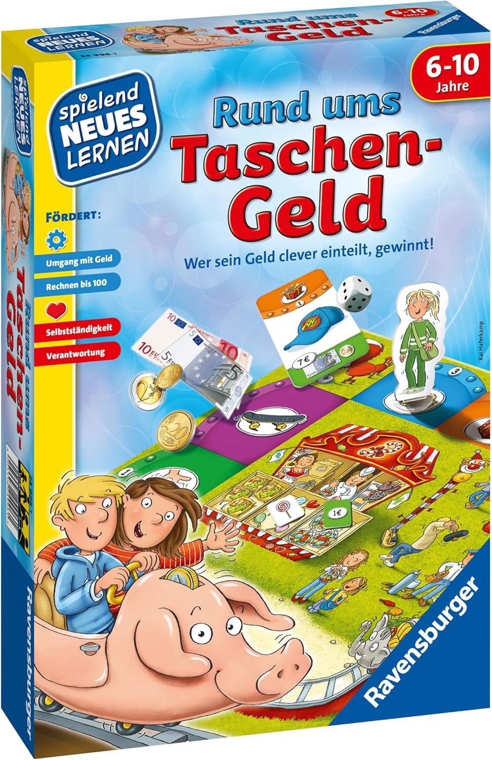 Ravensburger 24996 - Tout sur l'argent de poche - Jouer et apprendre pour les enfants, jeu éducatif pour les 6-10 ans, apprendre par le jeu pour 2-4 joueurs