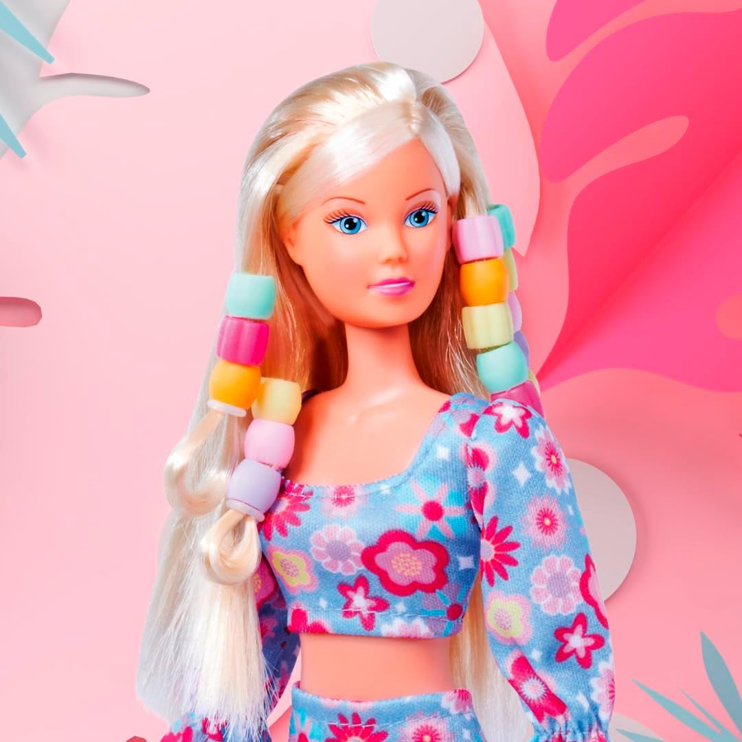 Simba 105733652 - Steffi Love Puppe Hair Beads (29 cm) - Ankleidepuppe mit Kleidung, 20 Haar-Perlen zum Auffädeln, Zubehör & 2-in-1 Haarbürste, Spielzeug für Kinder ab 3 Jahre