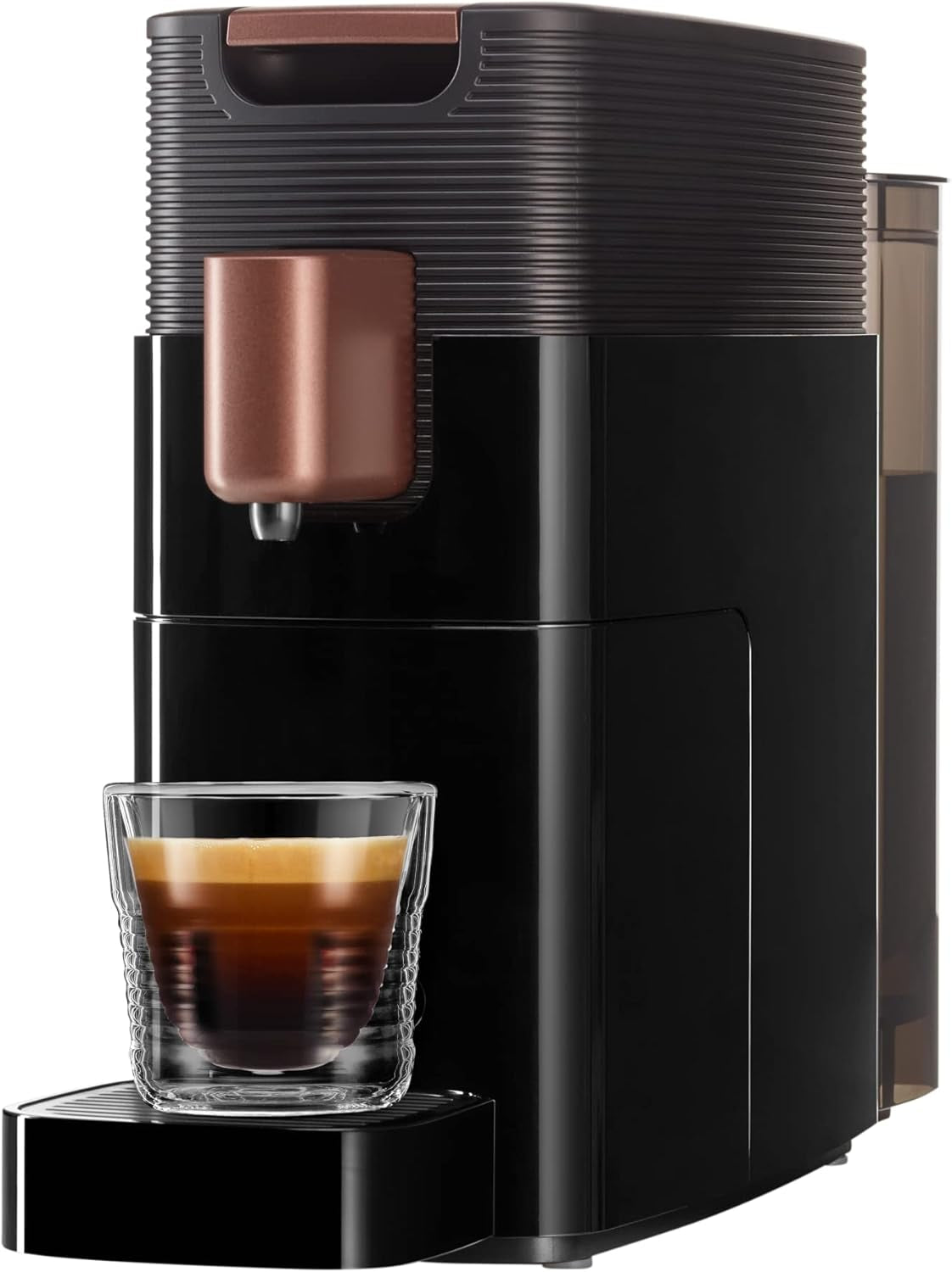 Machine à expresso avec capsules K-FEE ONE pour café, thé et cacao | Expresso compact | Chauffage rapide | Réservoir d'eau de 0,8 l | 19 barres | Cuivre noir | Gagnant du test Stiftung Warentest 2023