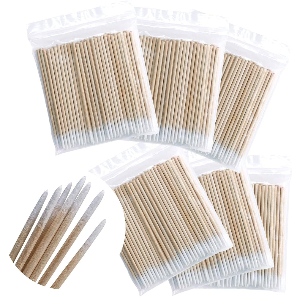 600 pièces Wattestäbchen Holz Spitz,Reinigungsstäbchen,Microbrush Stäbchen Wattestäbchen for Tattoo,Augenbrauen,Beauty,Lippenstift,Wimpern,Make-Up,Nagel Zubehör,Augenbrauen Tattoo