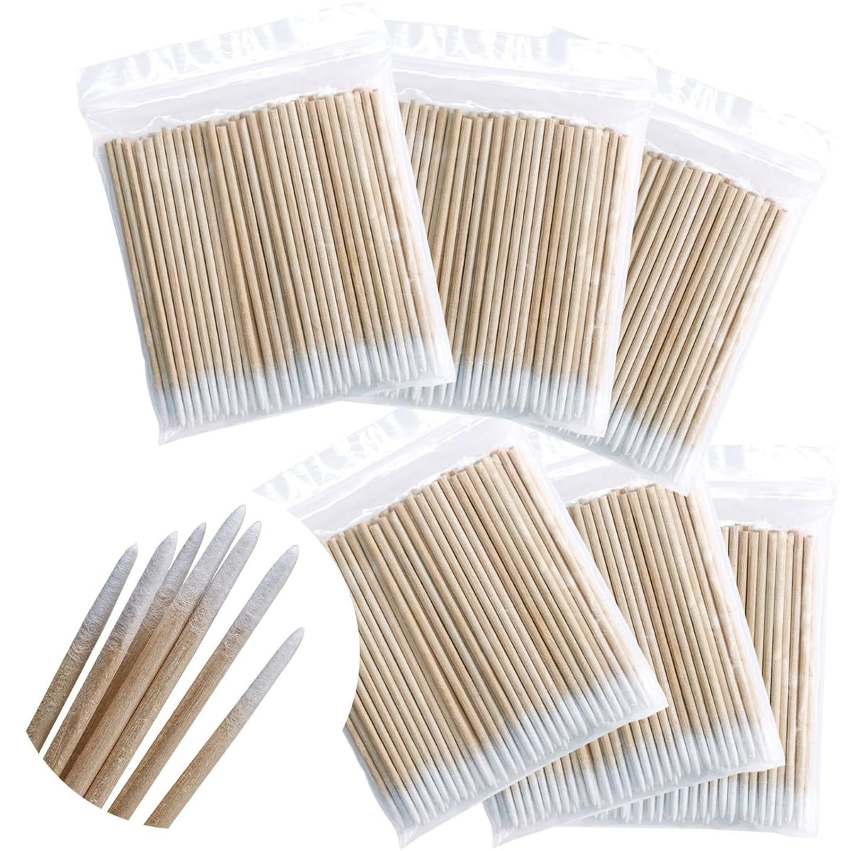 600 pièces Wattestäbchen Holz Spitz,Reinigungsstäbchen,Microbrush Stäbchen Wattestäbchen for Tattoo,Augenbrauen,Beauty,Lippenstift,Wimpern,Make-Up,Nagel Zubehör,Augenbrauen Tattoo