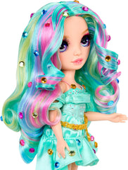 Poupée mannequin Rainbow High Be Dazzling - Celine Turquoise - Bleu-Vert, 28 cm, avec outil de décoration, pierres scintillantes et accessoires de coiffure