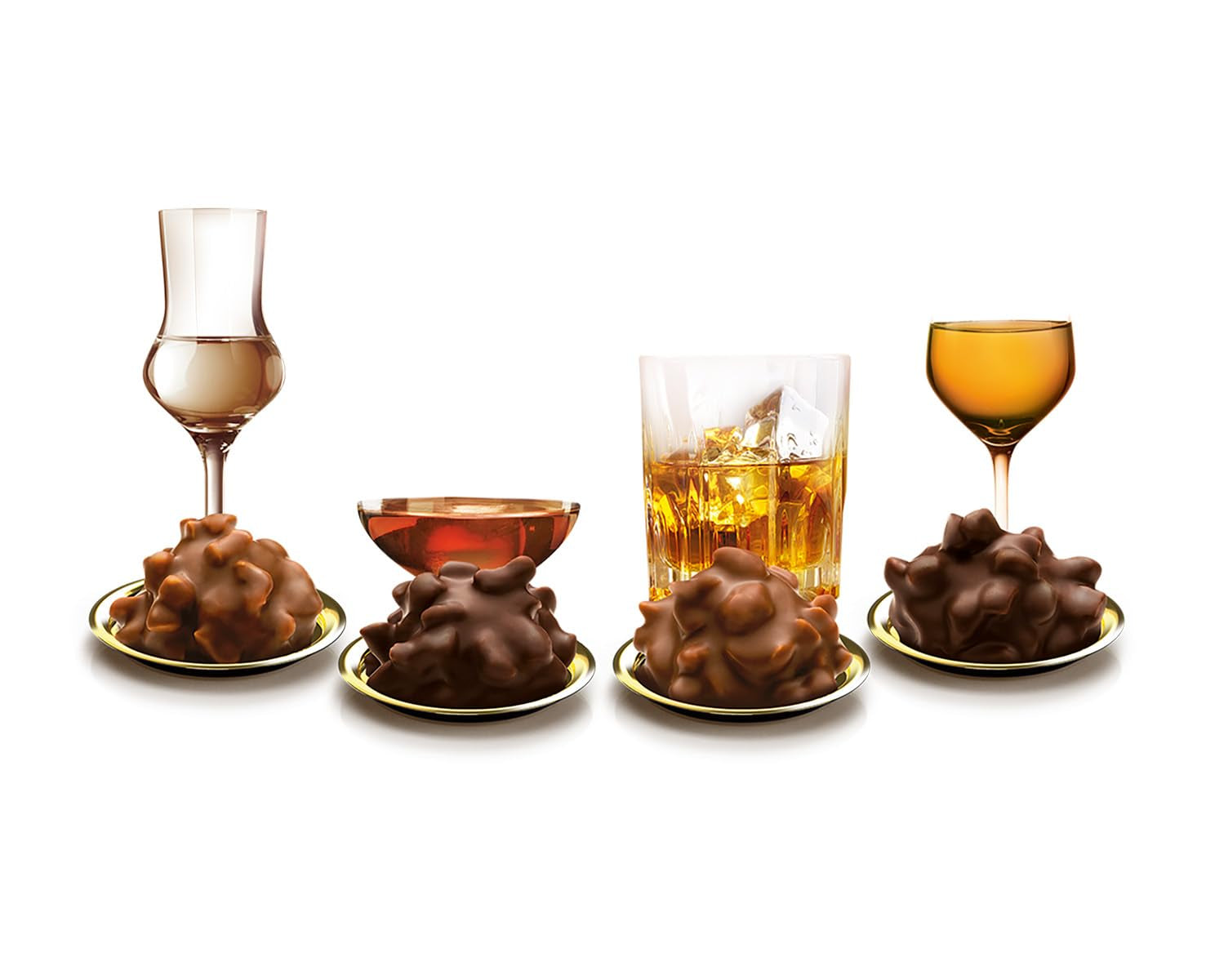 Fine Drops in Brandies Classic Nuts 250 g de pralines au chocolat fourrées liquides avec glaçage au chocolat au lait et morceaux de noisettes croquantes