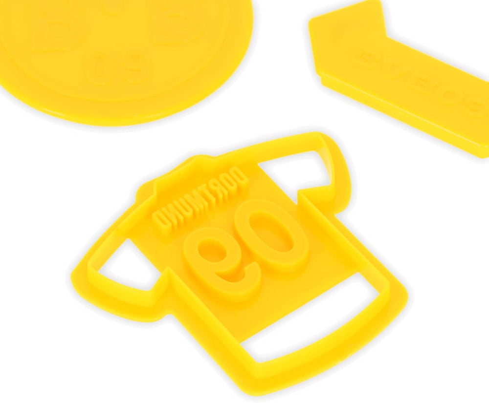 BVB Lot de 3 moules à biscuits, produit officiel du Borussia Dortmund, passe au lave-vaisselle, jaune