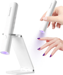 Denabuty Lampe UV pour Vernis à Ongles Gel, Mini Lampe LED U V pour Remplacement des Ongles avec Support Tragbare Petite Lampe UV pour Vernis à Ongles Gel, pour Aushärten Von Nagelkleber & Nail Tips Blanc
