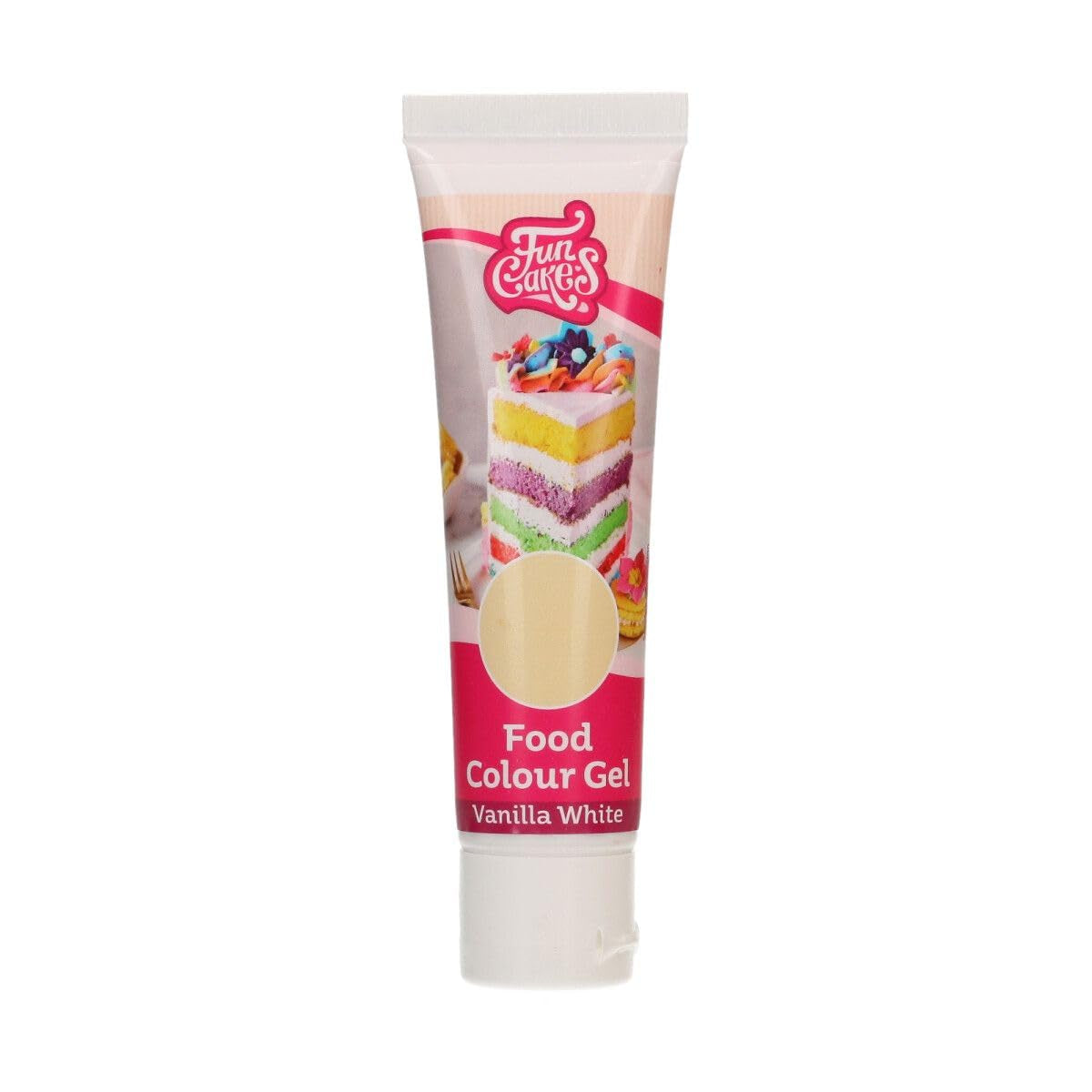 Colorant alimentaire Funcakes Gel Vanille Blanche : Colorant alimentaire très concentré pour pâtes, crèmes, fondants, pâte d'amande, pâtisseries, dosage léger, gouttes individuelles pour créer des couleurs éclatantes, Halal, 30 g