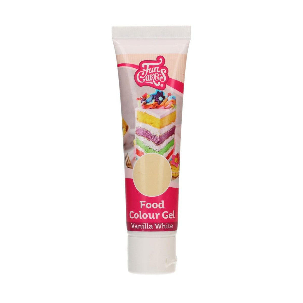 Colorant alimentar Funcakes Gel Vanilie Alb: Colorant alimentar foarte concentrat pentru aluat, cremă, fondant, marțipan, produse de patiserie, dozare ușoară, picături individuale pentru a crea culori vibrante, Halal, 30 g