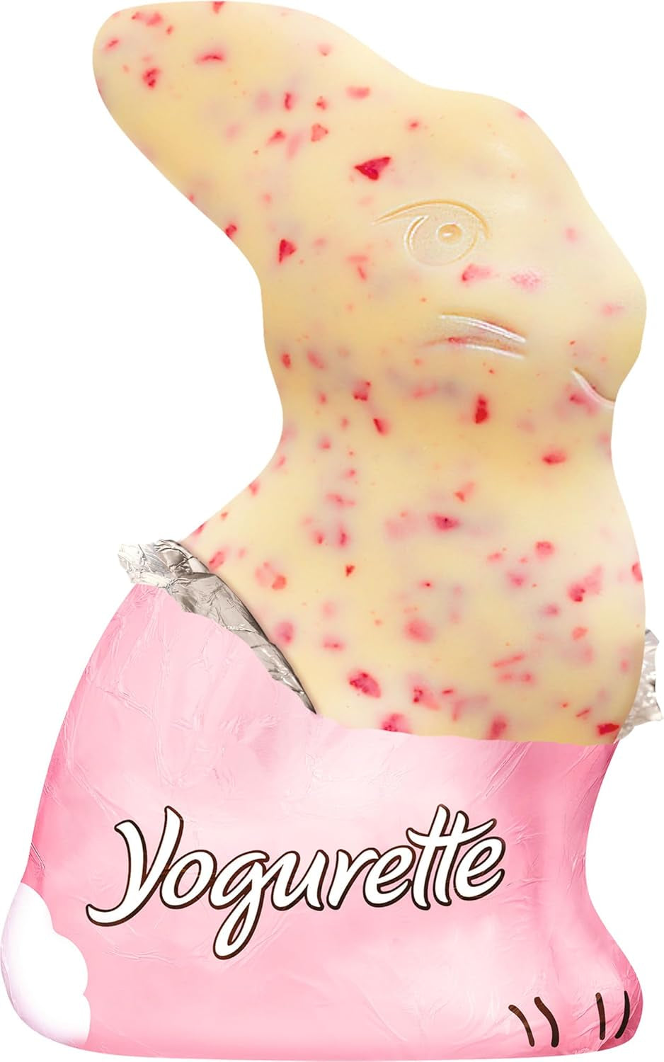 Lapin de Pâques au yaourt 75g – Lapin en chocolat pour Pâques – Chocolat blanc avec yaourt et chips de fraises fruitées – Lapin en chocolat pour Pâques et panier de Pâques – Cadeau chocolat – Cadeau de Pâques