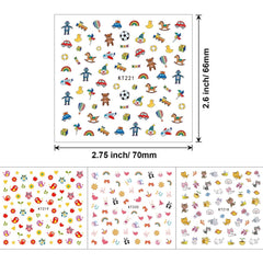 Autocollants pour ongles pour enfants filles, plus de 600 motifs d'animaux, fruits, dinosaures, voitures, fleurs, autocollants 3D pour ongles, fête d'anniversaire, thé, salon de manucure et spa, cadeau