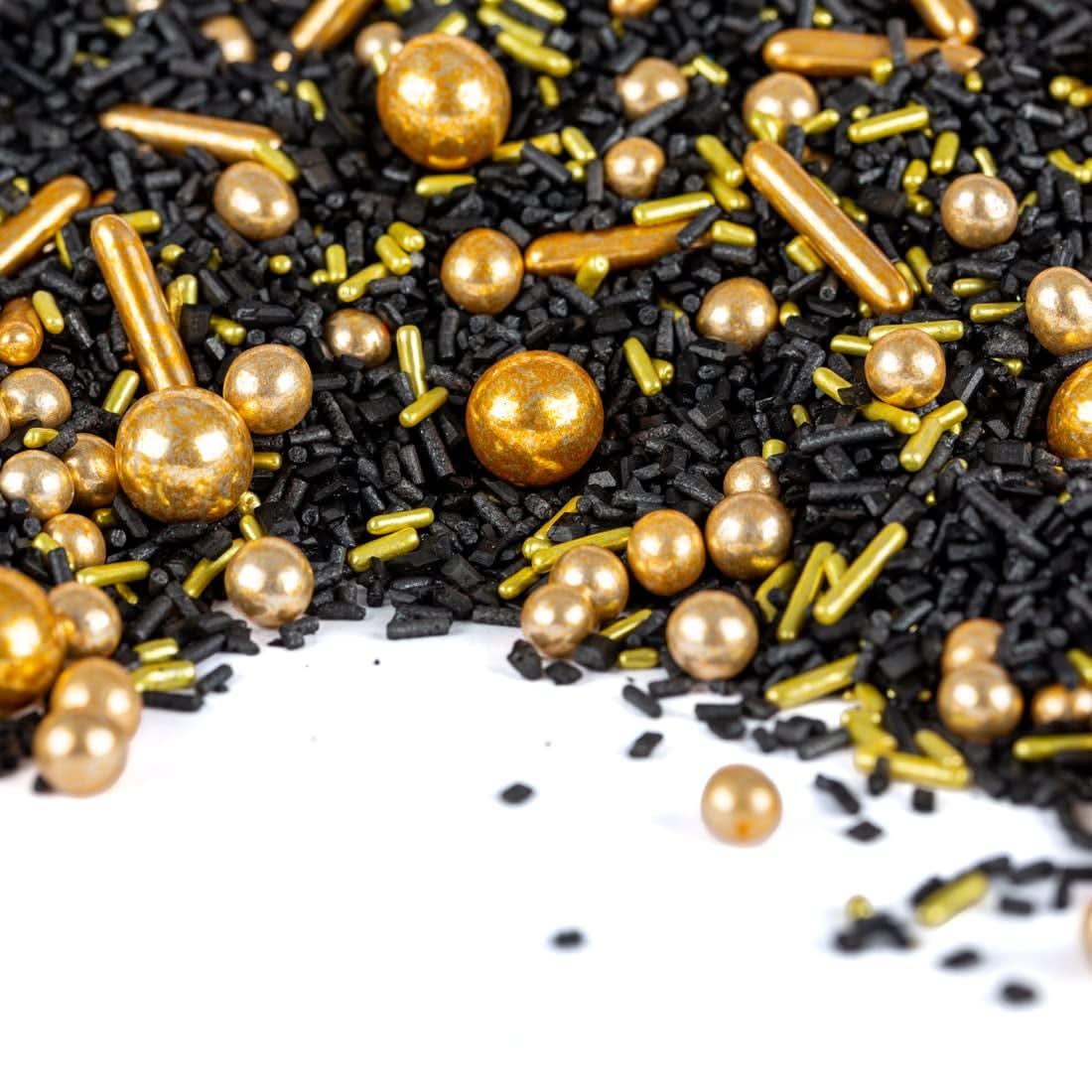 Super Streusel, Décoration Sprinkle Gold Rush Gold Black Naty Shop