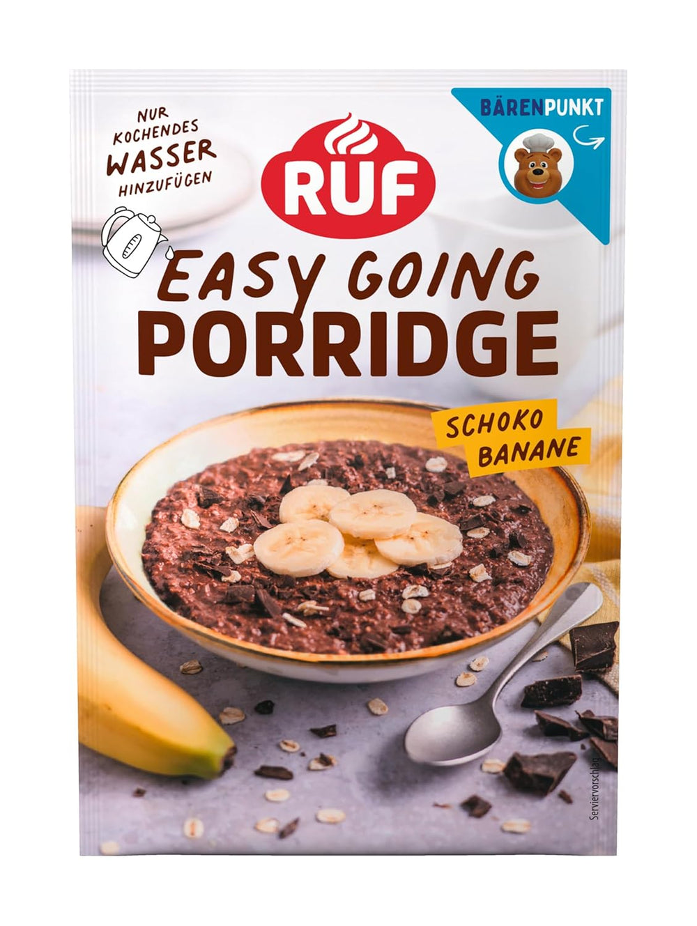 Gruau instantané RUF aux fraises et à la vanille, un repas d'été à base d'avoine prêt en 3 minutes, 1 sachet x 65g