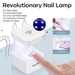 Modelones Kit pour ongles et gel adhésif 500 pcs. Kit d'extension d'ongles en gel adhésif, kit d'ongles en gel, adhésif pour ongles et mini lampe à ongles, couverture complète des pointes d'ongles, presse sur Nail Art Studio Salon DIY