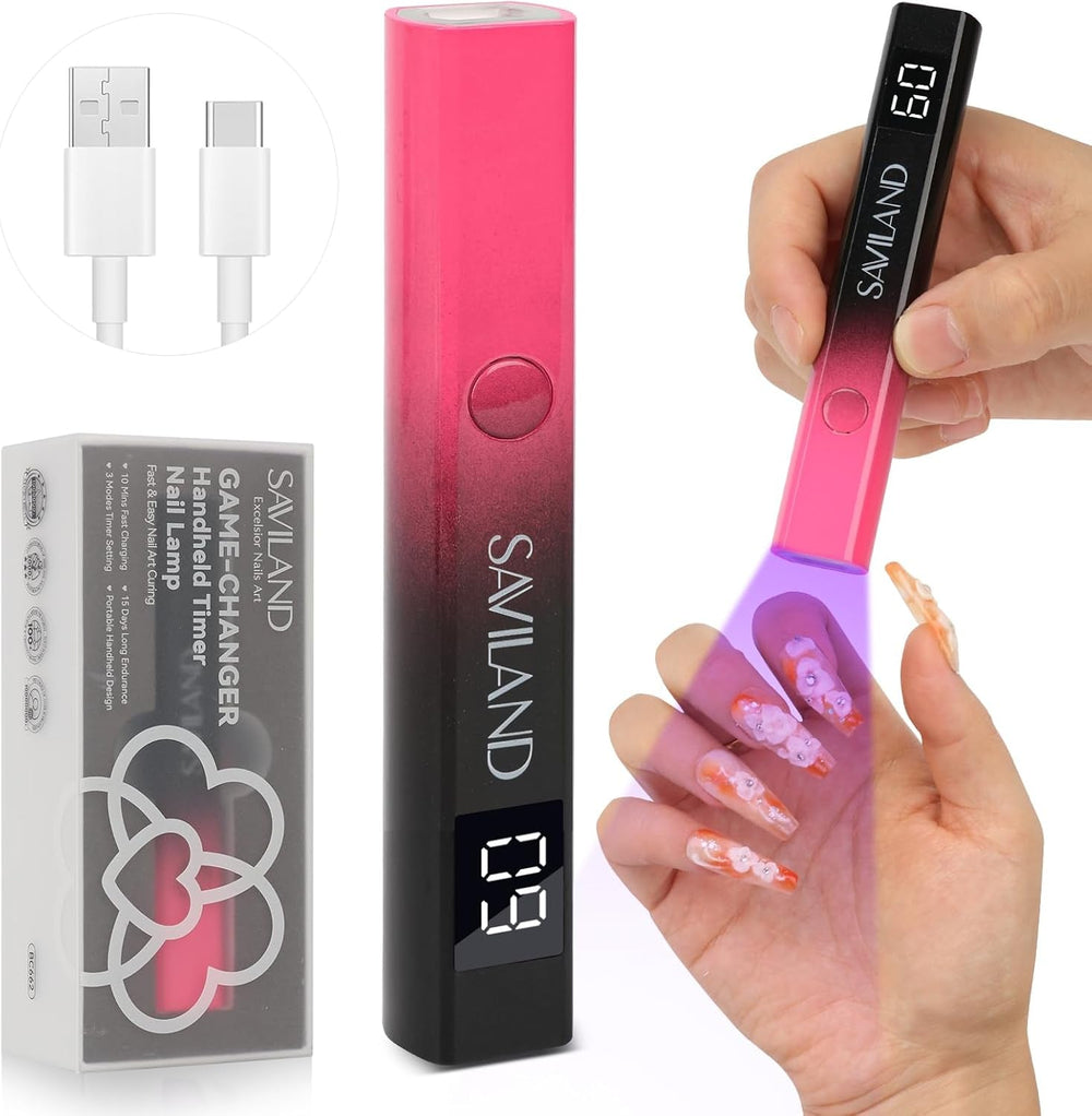 Saviland U V Lampe pour Gel Nägel: Mini U V Lampe pour NägelSchützen Sie Die Haut Wiederaufladbar Klein LED Nagellack Trocknergerät pour Nagellack Aufbaugel Nail Tips Nagelkleber Geschenke Für Frauen