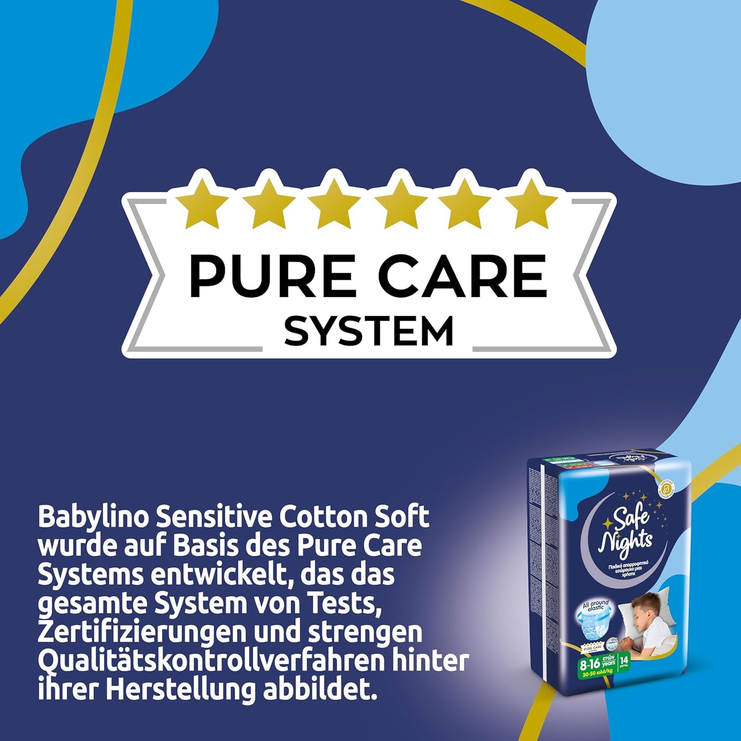 Safe Nights Boy, pantalon de nuit pour 8-16 ans (30-50 kg), 84 pièces