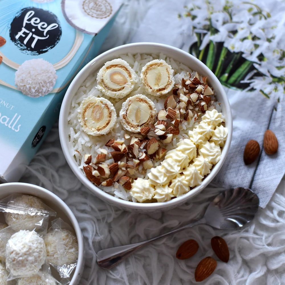 Pralinés noix de coco et amandes sans sucre, feel FIT, sans sucre ajouté, 17% de protéines, 63 g