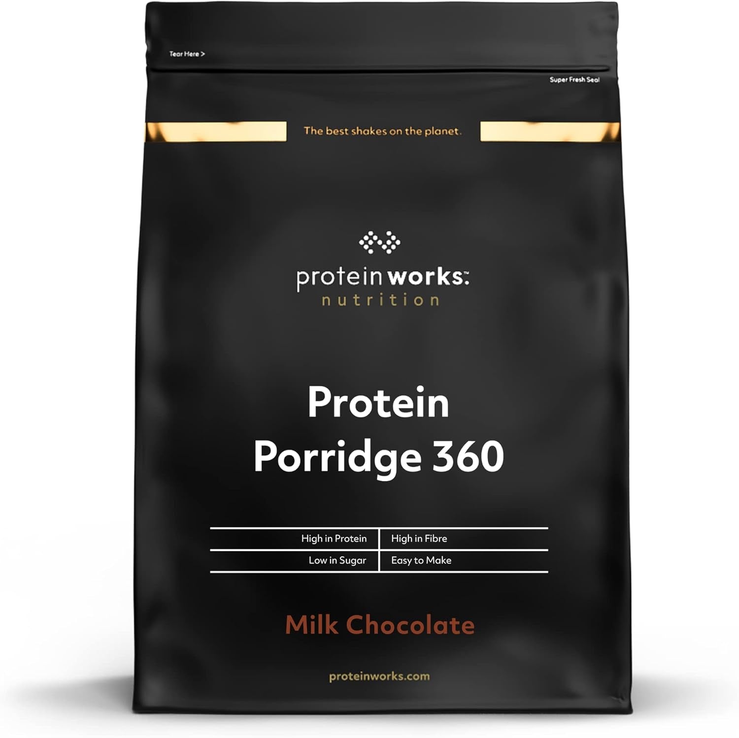 Protein Works - Porridge protéiné 360 ​​| Mythe Vitamines et minéraux supplémentaires | Proteinreiches Frühstück | Kalorienarme Haferflocken | 6 portions | Chocolat au lait 500G Céréales Naty Shop Default Title