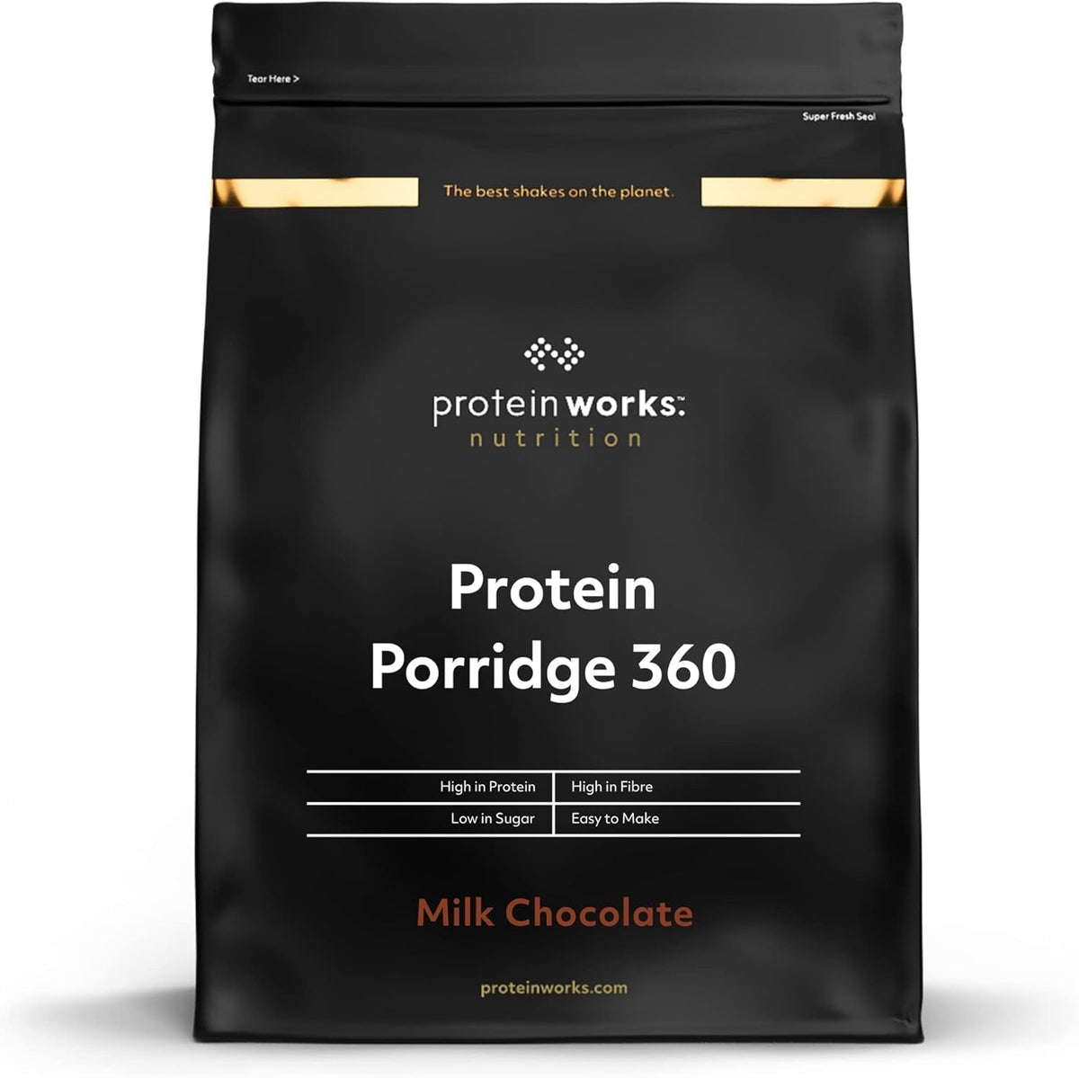 Protein Works - Porridge protéiné 360 ​​| Mythe Vitamines et minéraux supplémentaires | Proteinreiches Frühstück | Kalorienarme Haferflocken | 6 portions | Chocolat au lait 500G Céréales Naty Shop Default Title