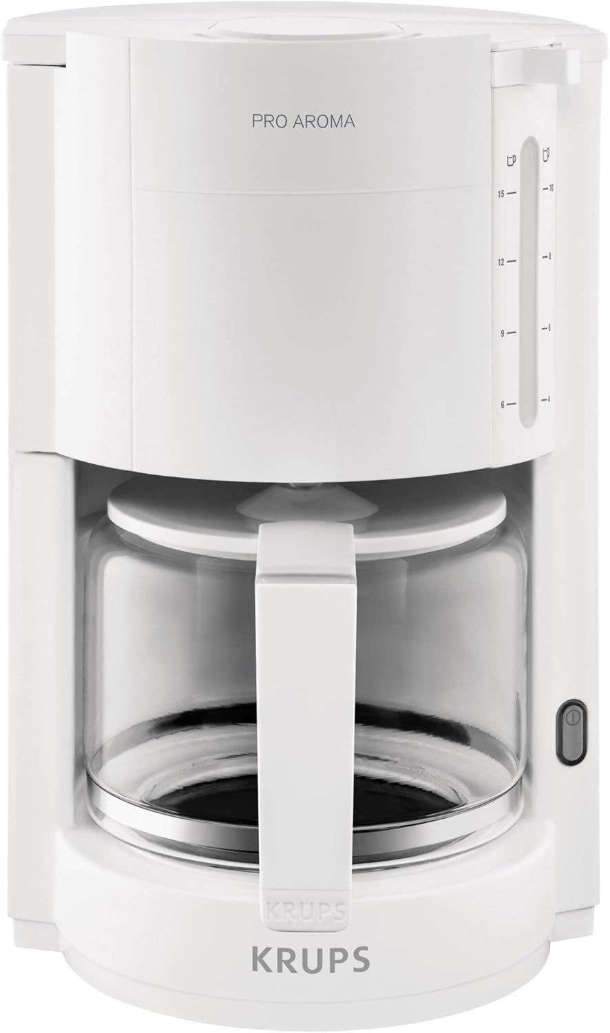 Krups F30908 ProAroma Machine à expresso avec filtre et carafe en verre, capacité 1,25 l, 10-15 tasses, 1050 W, noir