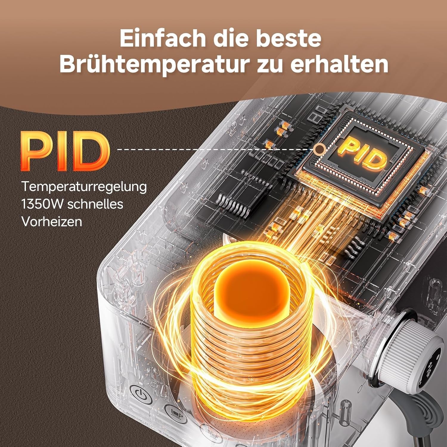 AMZCHEF Machine à expresso 20 bars, écran LED, mousseur à lait professionnel et lance à vapeur en acier inoxydable, réservoir amovible de 1,5 L, chauffage rapide de 1350 W, blanc