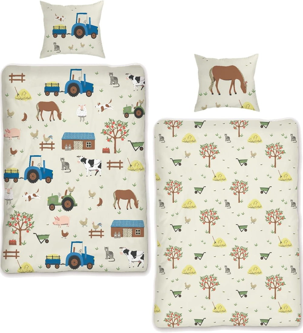 Skybrands Kinder Bettwäsche Tiere 135X200 Bauernhof Kinderbettwäsche Bagger Traktor Baumwolle Kinderbettwäsche 2Tgl. Für Jungen Und Mädchen Naty Shop Titre par défaut