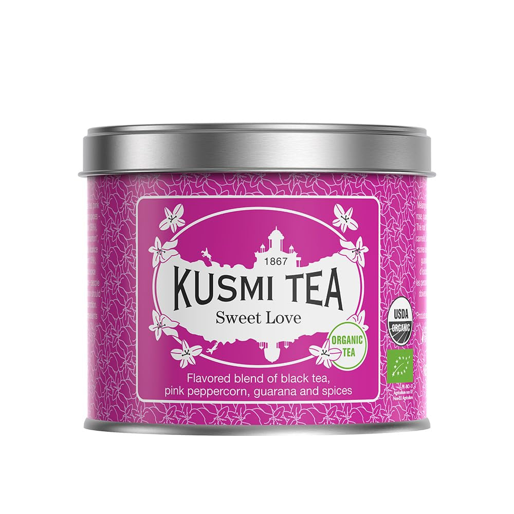 Kusmi Tea - Earl Grey Intense - Thé noir Earl Grey bio à la bergamote forte et au citron épicé - Thé en vrac - Boîte métal 100 g - Quantité pour environ 50 tasses