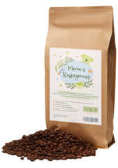 Mama's Coffee Pleasure®binky - Espresso en grains décaféinés Cremoso - décaféination naturelle au CO² - légèrement torréfié au tambour en Italie - idéal pendant et après la grossesse