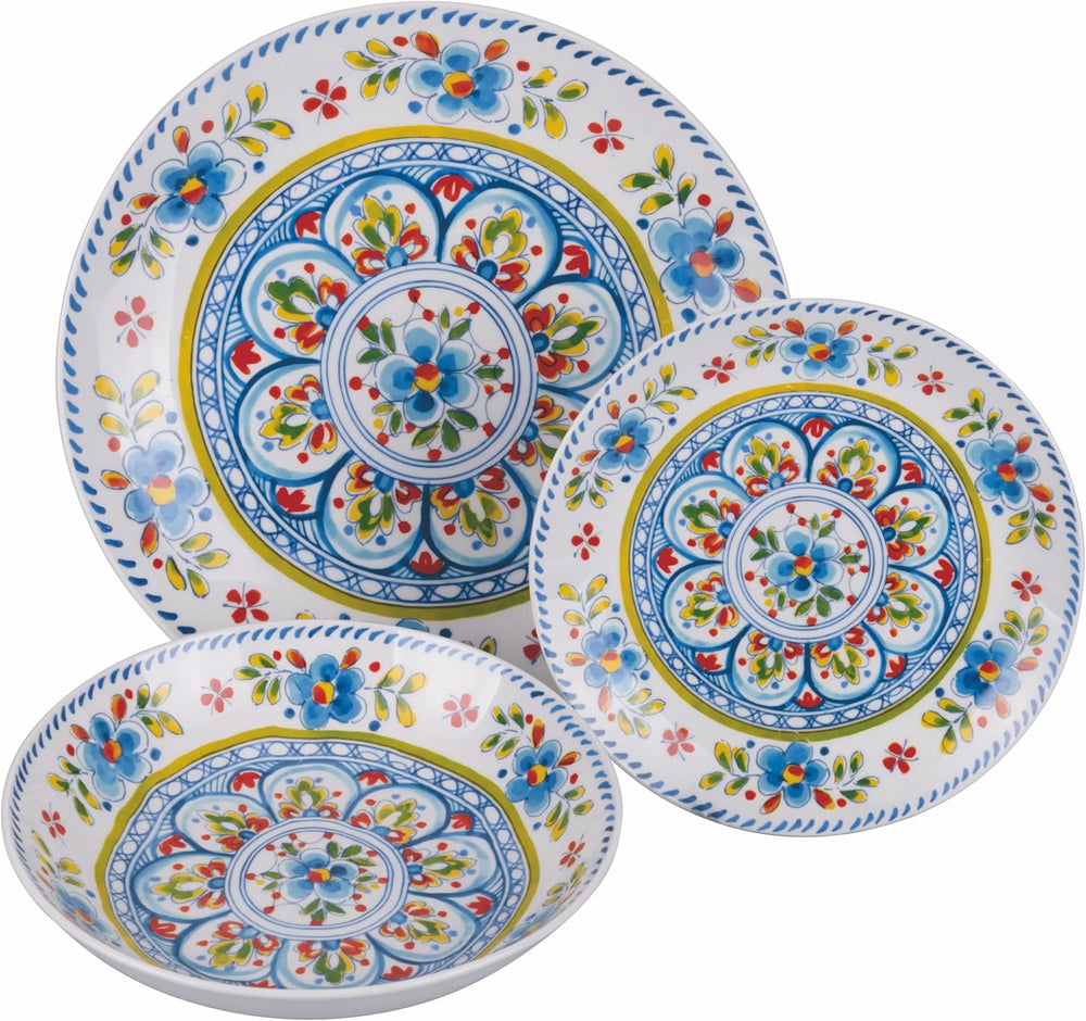 Service de table en porcelaine 18 pièces, 6 ensembles d'assiettes différents, Andalousie