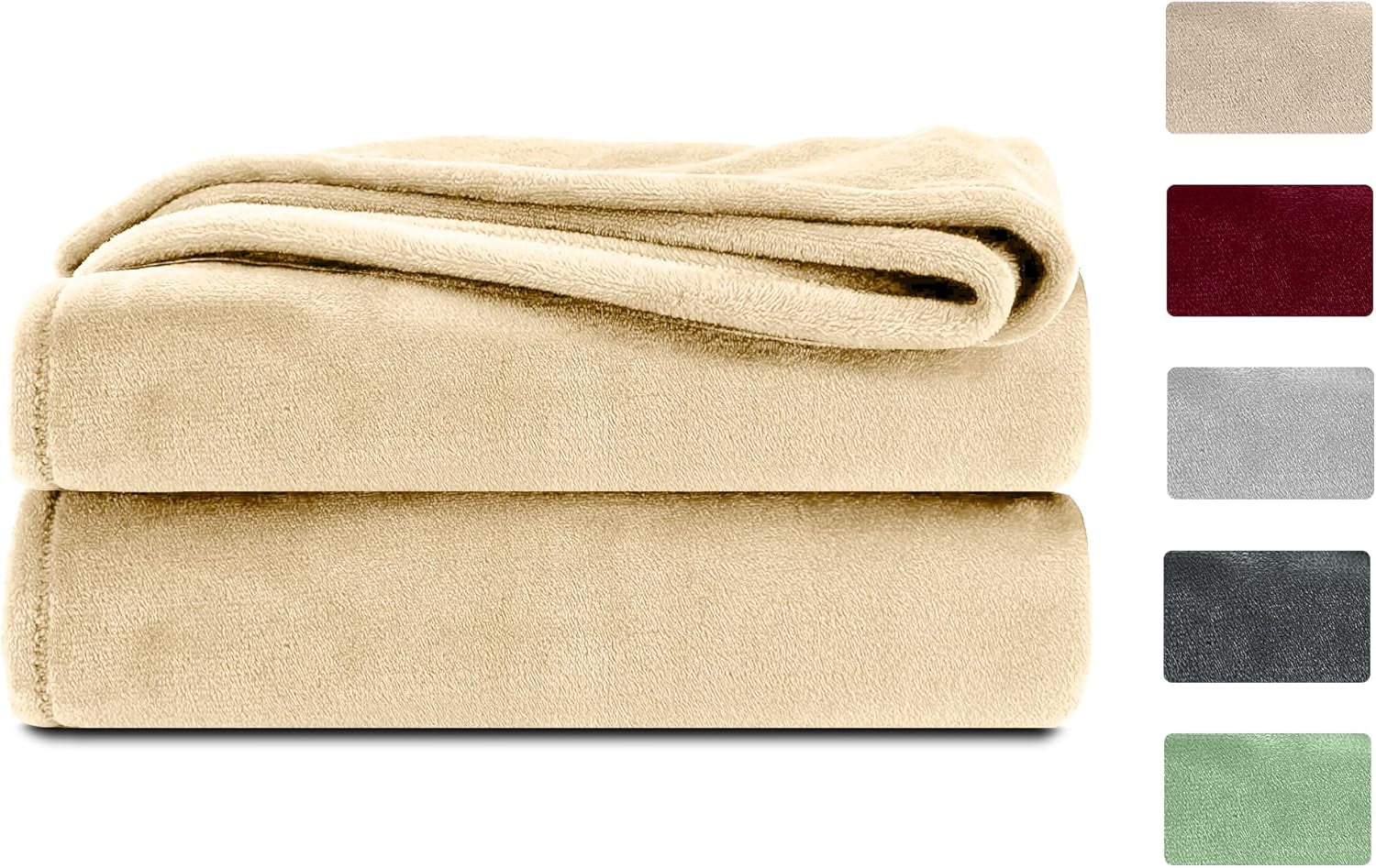 Couverture moelleuse Komfortec, couverture confortable, couverture polaire, certifiée Oeko-Tex, super douce, 150X200 Cm, 260 G/M², beige Lits et Couvertures Besuche den Komfortec-Store Sand beige 220 X 240 Cm