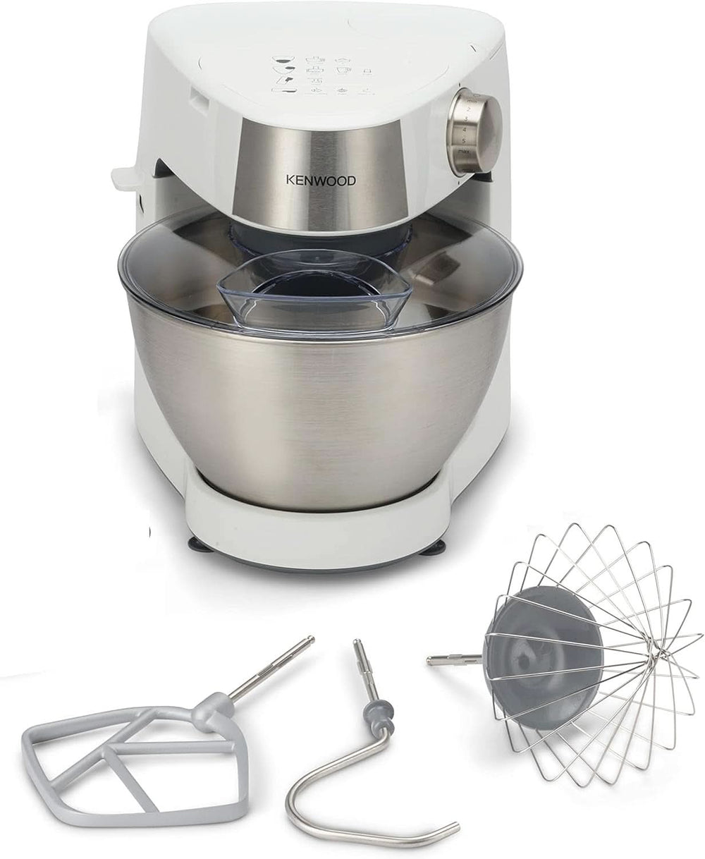Kenwood Prospero+ KHC29A.R0SI Machine de cuisine, 4,3 L Edelstahlschüssel, Inkl. 10-Teiligem Zubehör-Set Mit Fleischwolf, Glas-Mixer, Zitruspresse, Entsafter Und Mehr, Inkl. Easyweigh Waage, 1000W, Argent Mère et Enfant Naty Shop Weiß Inkl. 3 accessoires