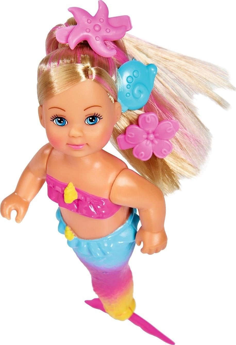 Simba 105733318 - Evi Love Swimming Mermaid, Evi comme une sirène, Sait nager correctement, Avec figurine de poisson, Poupée à habiller, 12 cm, Pour les enfants à partir de 3 ans Poupées Naty Shop Titre par défaut