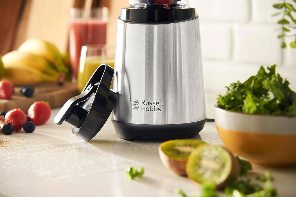 Russell Hobbs Mixer - Standmixer & Smoothie Maker to Go [23.500 U/Min Power-Motor] Inkl. 1X Mixbehälter 600Ml (Bpa-Frei, Spülmaschinen- & Bruchfest Inkl. Deckel) Zerkleinerer, Edelstahl, 23472-56 Bucatarie Naty Shop