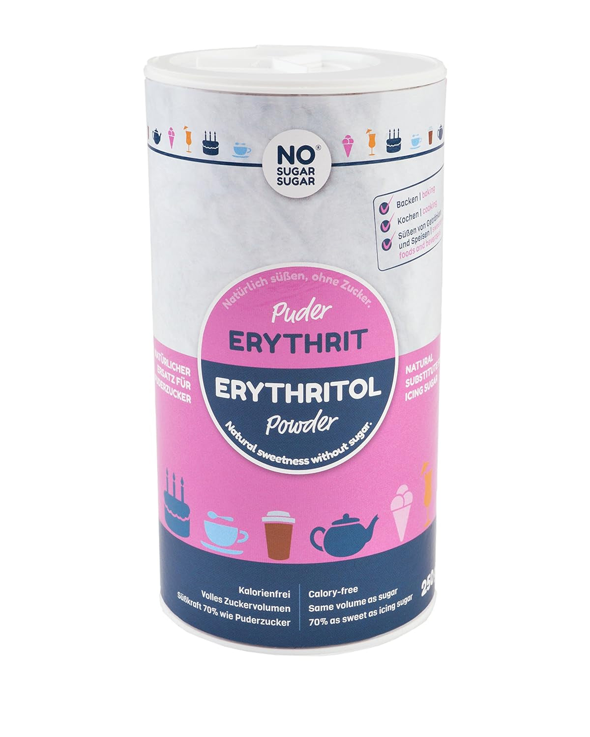 Nosugarsugar Erythrit Puder Streudose - Puderzuckerersatz Kalorienfrei, 19Er Pack (19 X 250 G) Édulcorants Naty Shop Titre par défaut