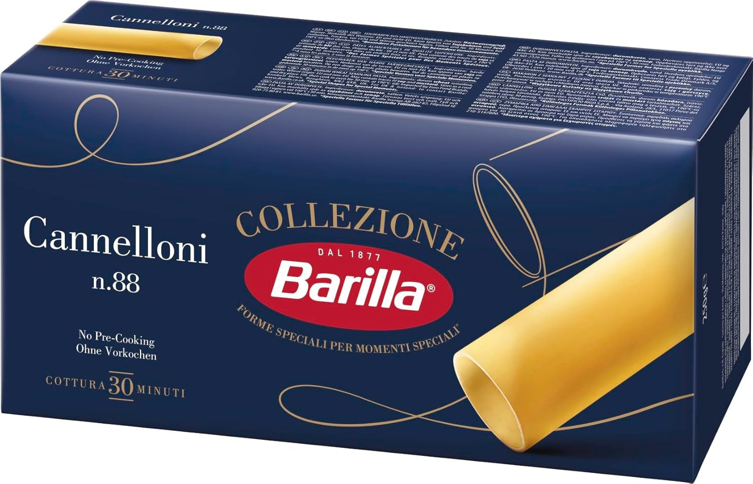 Barilla Collezione Cannelloni Pâtes de blé dur de haute qualité toujours al dente, paquet de 12 (12 x 250 g)