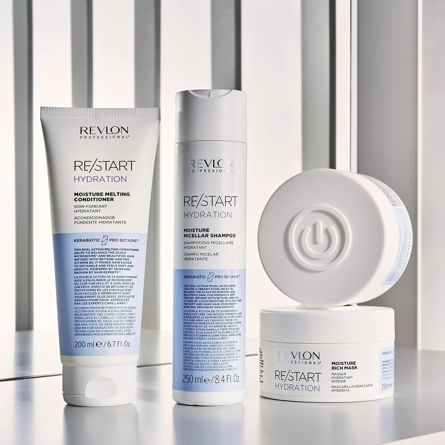 RE/START Hydration Moisture Rich Mask 250 ml Masque capillaire hydratant pour cheveux secs Masque de soin riche longue durée Masque capillaire régénérant anti-frisottis Naty Shop Hair Mask