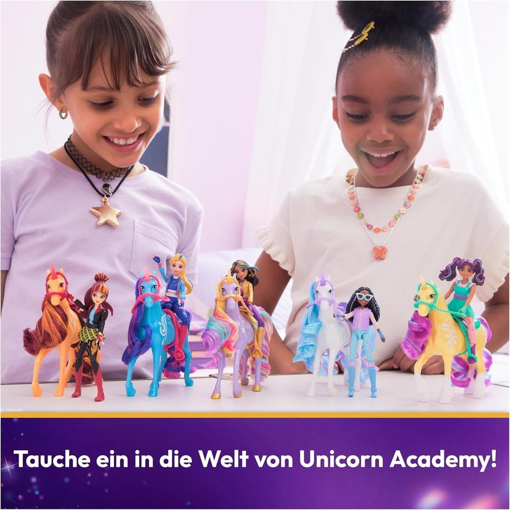 Unicorn Academy AVA et Unicorn Leaf Set - Figurines originales d'environ 12 cm de haut de la populaire série Netflix Avec deux accessoires et brosses à cheveux Pour un jeu de rôle imaginatif, pour les enfants à partir de 4 ans Figurines Naty Shop