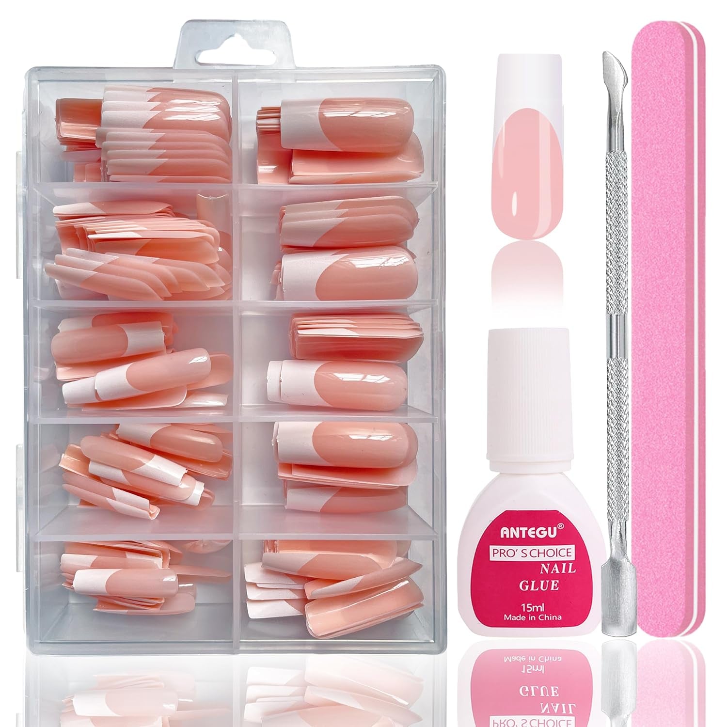 Ensemble de faux ongles Ballerine – 240 pièces de faux ongles rose lilas délicats, colle complète sur faux ongles, ensemble de faux ongles pour manucure et nail art pour femmes et filles (rose lavande)