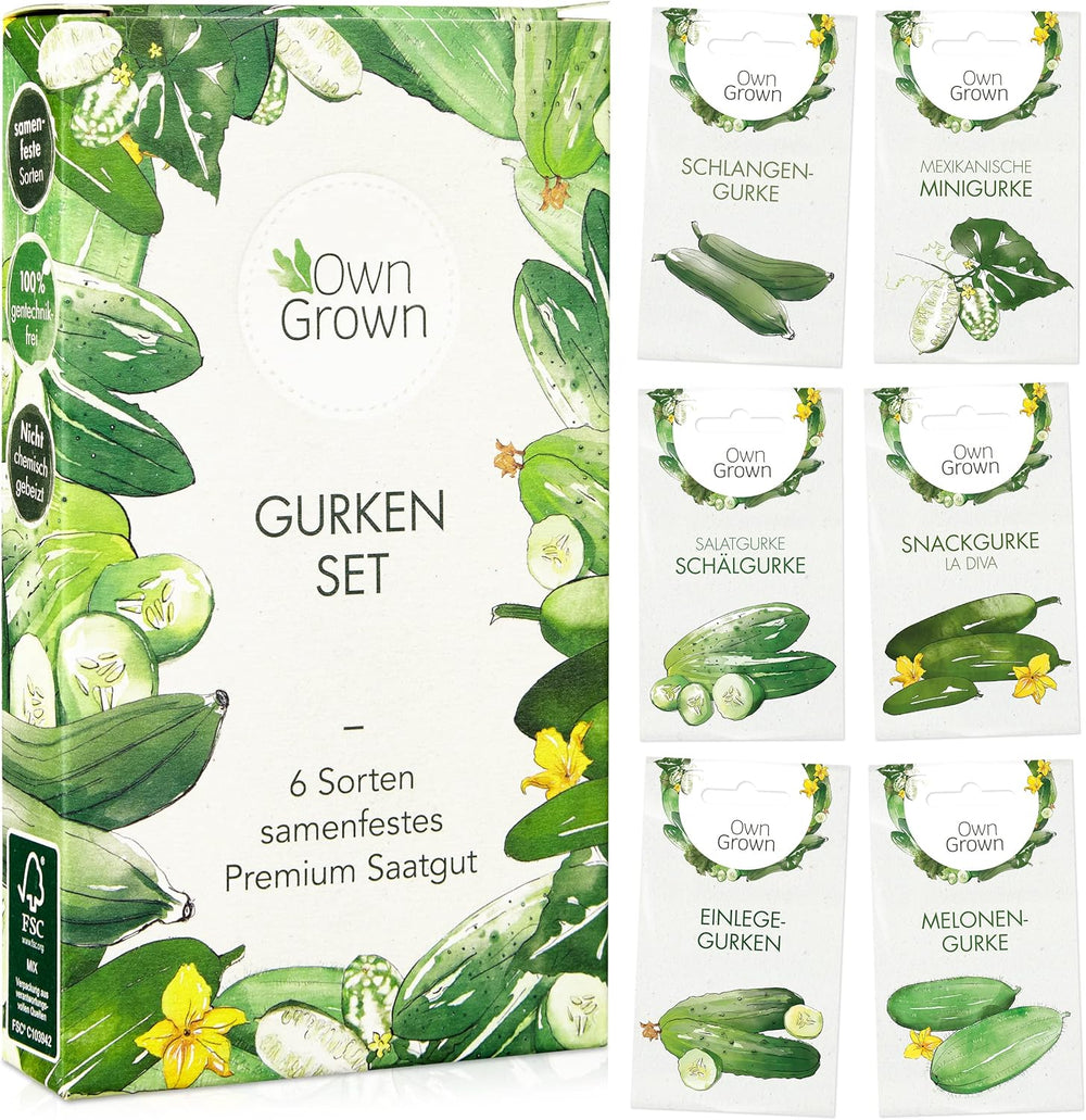Gurken Samen Set: 6 Sorten Gurken Saatgut Mit Freilandgurken Samen, Einlegegurken Samen, Minigurke Samen – Samen Gemüse Samen, Owngrown Gurke Samen