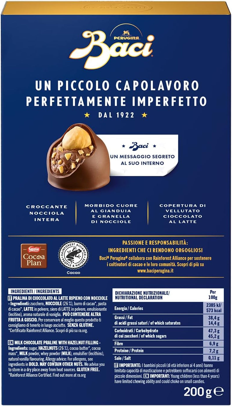 Perugina Baci, chocolat fourré au chocolat au lait et noisettes, 200 grammes Naty Shop Chocolates