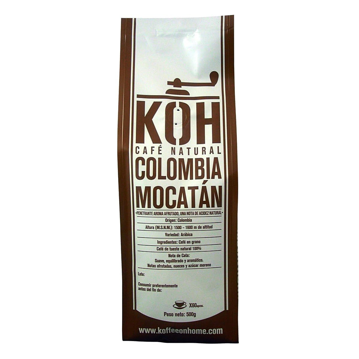 Kaffee Kolumbien Mocatán – Ganze Bohnen – 100 % Arabica – Mélange naturel – Arôme fruité – Spécialité d'origine unique – 500 g de café