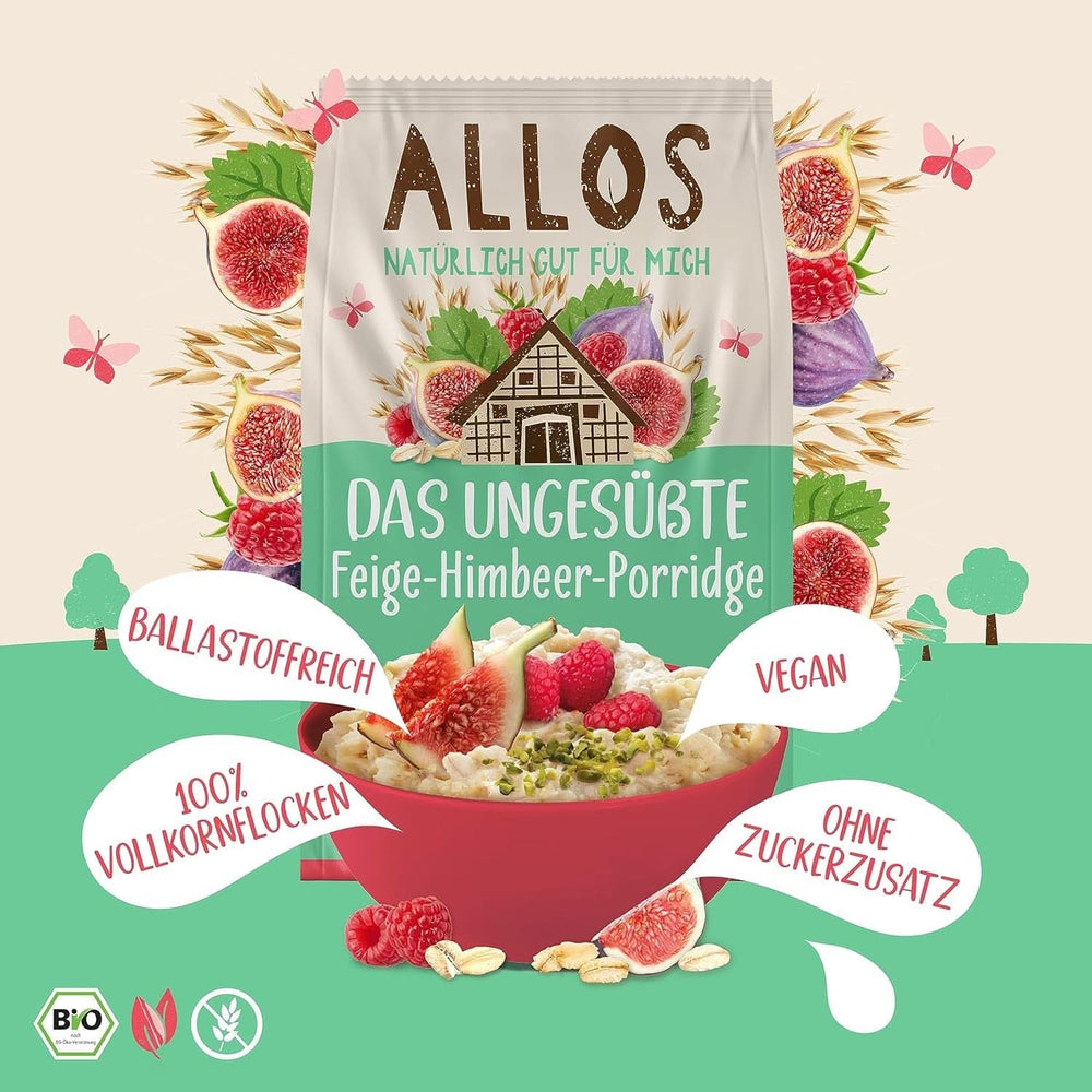 Allos Bouillie de figues et framboises non sucrée, Coffret 6 x 500 grammes Céréales Naty Shop